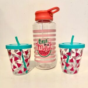 3pcs TrueLiving Watermelon Tumbler 15fl.oz and Sports Water Bottle 50fl. oz Set